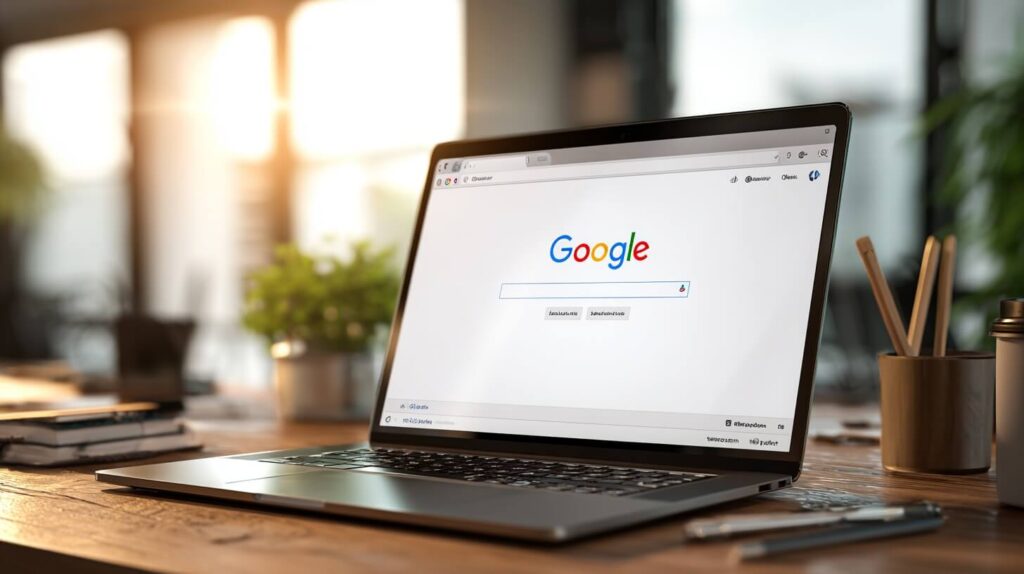 a laptop withn Google browser open